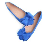 SAILING LU Women's Round Toe Ballerina Shoes Cute Bow Flats Comfortable Soft Suede Slip-ons Solid Color Office Lady Walking Loafers, A254-navy, 7.5 UK