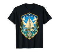 Sailing Nautical Anchor Compass Sailboat Ocean Wave Men Sea T-Shirt