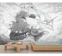 Sailing Nautical Wallpaper Ocean Storms Wallpaper for Bedroom Historical Exploration Pirate Ships Wall Murals for Living Room Mural Large TV Background Bedroom Paintings Poster 300 X 210 cm