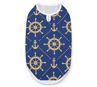 Sailing Nautical Wheels Dog Shirt Cat Clothes Summer Breathable Pullover Sleeveless Tank Top for Small Medium Large Pets
