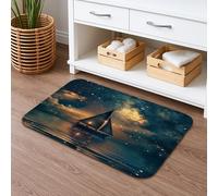 Sailing Night Sky Quick Dry Bath Mat, Starry Ocean Waves Absorbent Non Slip Shower Mat, Decorative Memory Foam Washable Rugs for Bathroom Toilet Restroom 20x32 Inch