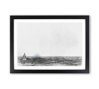 Sailing on The Ocean in Abstract Framed Print | A2 Black Framed Wall Art | Ready to Hang | Abstract Nautical Picture | Living Room Bedroom Lounge Office