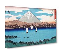 Sailing Past Mount Fuji By Utagawa Hiroshige Canvas Print | Gallery Wrapped 30mm Frame Wall Art | 24x16 inches | Ready to Hang | Asian Seascape Picture | Living Room Bedroom Lounge Office
