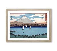 Sailing Past Mount Fuji by Utagawa Hiroshige Framed Print | A2 Oak Framed Wall Art | Ready to Hang | Asian Landscape Picture | Living Room Bedroom Lounge Office