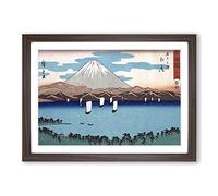 Sailing Past Mount Fuji by Utagawa Hiroshige Framed Print | A2 Walnut Framed Wall Art | Ready to Hang | Asian Landscape Picture | Living Room Bedroom Lounge Office