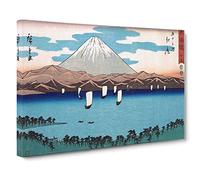 Sailing Past Mount Fuji by Utagawa Hiroshige Painting Canvas Print | Gallery Wrapped 30mm Frame Wall Art | 30x20 inches | Ready to Hang | Asian Seascape Picture | Living Room Bedroom Lounge Office