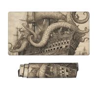 Sailing Pirate Octopus Mouse Pad Large Desk Mat XL PU Leather Desk Pad Waterproof Gaming Mousepad Easy Clean Desks Protector Mat Keyboard Mats, Writing Pads for Office Home 29.5 x 16 in