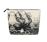 Sailing Pirate Octopus Printed Fake Hemp Makeup Bag â€“ Travel Toiletry Organizer, Daily Storage, Business Trip Essential