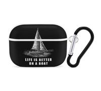 Sailing Sailboa Life Is Better on A Boat Hard Shell Case Skin Accessories Cover with Hanging Loop Compatible with AirPods Pro 2