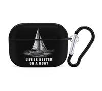 Sailing Sailboa Life Is Better on A Boat Hard Shell Case Skin Accessories Cover with Hanging Loop Compatible with AirPods Pro 2