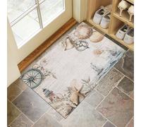 Sailing Sailboat Doormat - Inside And Outside Welcome Mat, Beige Indoor Front Doormat With Non-Slip Backing, Heavy Duty Entrance Mat, 45 X 75 Cm Shells Starfish