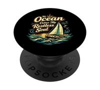 Sailing Sailboat The Ocean Calms My Restless Soul PopSockets Adhesive PopGrip