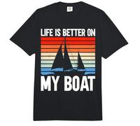 Sailing Sailboat Vintage Retro Life is Better On My Boat Comfort Colors Adult Heavyweight T-Shirt