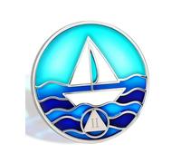 Sailing Ship 2 Year Sobriety Coin | Stained Glass Translucent Design - AA Medallion Celebrating Recovery Milestones, Alcoholics Anonymous Sobriety Gift for Men & Women