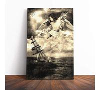 Sailing Ship and Angel Over The Ocean Canvas Print | Gallery Wrapped 30mm Frame Wall Art | 24x16 inches | Ready to Hang | Modern Seascape Picture | Living Room Bedroom Lounge Office
