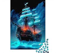 Sailing Ship at Night 1000 Piece Jigsaw Puzzle Paper for Adults Mysterious Ocean View Jigsaw Puzzle for Adults Relaxing Game Home Decoration Gift 70x50cm/1000pcs
