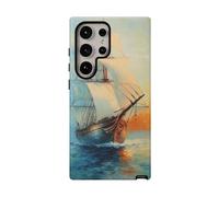 Sailing Ship at Sea Oil Painting - Matte Tough Case - Compatible with Samsung Galaxy S24 Ultra Blue
