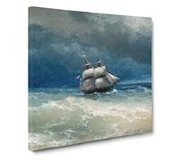 Sailing Ship by Ivan Aivazovsky Canvas Print | Gallery Wrapped 30mm Frame Wall Art | 20x20 inches | Ready to Hang | Modern Seascape Picture | Living Room Bedroom Lounge Office