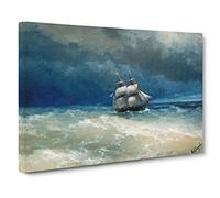 Sailing Ship By Ivan Aivazovsky Canvas Print | Gallery Wrapped 30mm Frame Wall Art | 24x16 inches | Ready to Hang | Coastal Seascape Picture | Living Room Bedroom Lounge Office