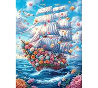 Sailing Ship in Magical Ocean 1000 Pieces Set Premium Jigsaw Puzzle Magical Accompany Fairy Tale Teen Fans 14-18 Yrs Logic Skill Leisure Adventure Valentines Gift Creativity & Gift Givin
