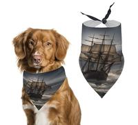 Sailing Ship in Storm Easter Dog Bandanas for Small Medium Large Dogs,Cat Dogs,Pet Scarf - Polyester Cute Bibs.Triangle Pet Scarf for Puppy Pet,Personalized Birthday/Party Fun Idea Gift