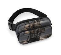 Sailing Ship in Storm Fanny Pack for Women Men Waist Bag Belt Bag Adjustable Casual Bag for Travel Sports Hiking, white, 7.9x5.1inches