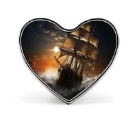 Sailing Ship in Storm Lapel Pin Cute Custom Button Pin Personalized Heart Brooch Aluminum Alloy Brooch Pins Fashion Exquisite Badge Pins for Hat Bag Suit Tie Wedding Accessories