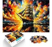 Sailing Ship into SunsetPuzzles for Adults 1000 Piece Stress Reliever Difficult Challenge gifts for friends and family 38x26cm