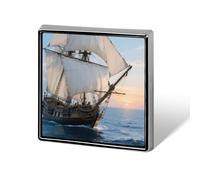 Sailing Ship Lapel Pin for Men Brooches And Pins for Women Square Metal Badge for Shirts, Jackets, Hats | Durable Fashion Accessory & Gift for Men, Women, Events