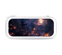Sailing Ship Moon Burning Village Compatible with Switch Case Bag Travel Protective Cover Handbag with 15 Game Accessories