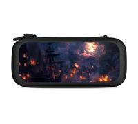 Sailing Ship Moon Burning Village Compatible with Switch Case Bag Travel Protective Cover Handbag with 15 Game Accessories