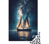 Sailing Ship Night Scene 1000 Piece Jigsaw Puzzle Jigsaw Puzzle for Adults Paper Puzzle Game for Family Relaxing Activity 38x26cm/1000pcs