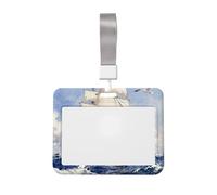 Sailing Ship Ocean Id Badge Holder with Lanyard-Horizontal Card Protector, Clear Abs Hard Shell for Work Office Events