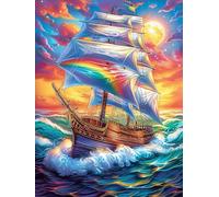 Sailing Ship on The Ocean at Sunset 1000 Piece Jigsaw Puzzle for Adults Wildlife Pet Rainy Day Activity Mindful Relaxation Precision Cut Pieces Unique Gift Wall Art Decor 1000 PCS