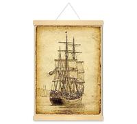 Sailing Ship Poster Print Vintage Style Nautical Old Sailboat Wall Decor