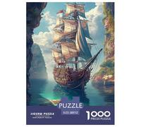 Sailing Ship Puzzle 1000 Piece Canyon Sea Area Jigsaw Puzzles Challenging Game with Extra Fun 100% Recycled Cardboard Wall Decor 52x38cm/1000pcs