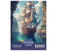 Sailing Ship Puzzle 1000 Piece Challenging Game Canyon Sea Area Jigsaw Puzzles Have Fun Learning 100% Recycled Cardboard for Adults 70x50cm/1000pcs