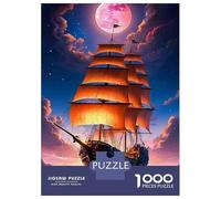 Sailing Ship Sunset 1000 Piece Jigsaw Puzzle Paper for Adults Night Sky Puzzle Game 70x50cm/1000pcs