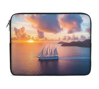 Sailing Ship Sunset Printed Laptop Sleeve Case with Double Zipper Portable Computer Bag Protective Briefcase Handbag