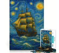 Sailing Ship Under Starry Night Sky 1000 Pieces Jigsaw Puzzles for Adults Memory Gain Calm Mind Design Assembly Creative Gift (50x75cm)