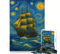 Sailing Ship Under Starry Night Sky Teenagers 1000 Piece Jigsaw Puzzle Logic Boost Toy Indoor Fun Premium Edge Memorable Gift (38x52cm)