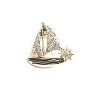 sailing ship with crystals pin back Badge gold Lapel Pin Badge with gift box