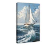 Sailing Ships And Seagulls Canvas Poster Wall Art Decor Print Picture Paintings for Living Room Bedroom Decoration 20x30inch(50x75cm)
