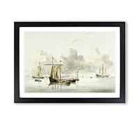 Sailing Ships by Jean Bernard Framed Print | A2 Black Framed Wall Art | Ready to Hang | Modern Nature Picture | Living Room Bedroom Lounge Office