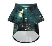 Sailing Ships In The Old City Port Pet Shirt Dogs Cats Clothes Short Sleeve Breathable Puppy Costume