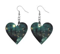 Sailing Ships In The Old City Port Women's Earrings Wooden Pendant Dangle Jewelry Stylish Accessories for Party