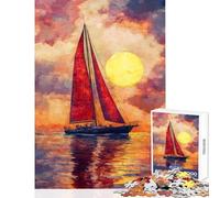 Sailing Sunset Glow Puzzles for Adults 1000 Puzzles Art Work Gifts Analysis And Logic Anti-Stress Toys Suitable for People Aged 14 And Above size 50x75cm