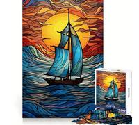 Sailing The Sea Abstract Jigsaw Puzzles for Adults1000 Pieces Smart Game Quiet Calm Pattern Assembly Amazing Present (38x52cm)