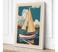 Sailing Through Teal Waters Canvas Wall Art Print 18x12 Inch (46 x 30 cm)