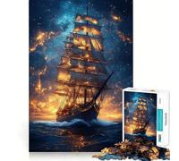 Sailing Through The Stars Jigsaw Puzzles 1000 Piece for Adults Intellect Toy Calm Relax Precise Cut Santa Wish Item (50x75cm)